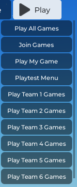 Playtest menu showing all play options